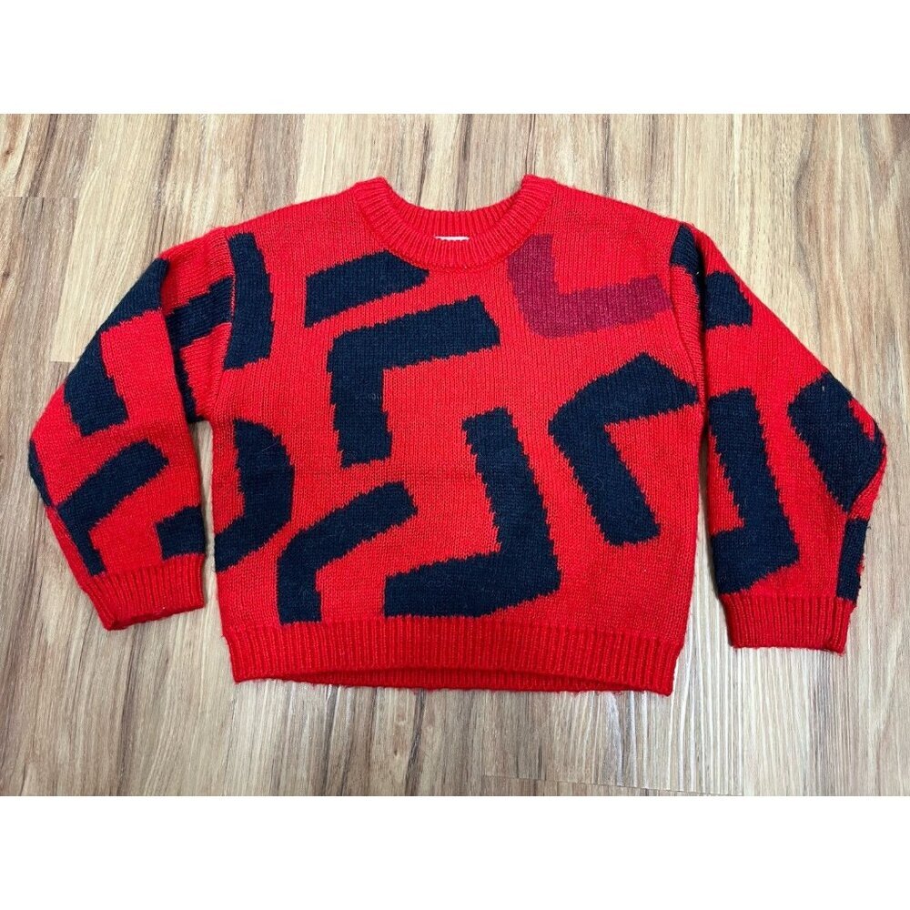 Catimini Girls Sweater Abstract Size 6 Red